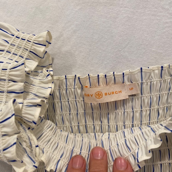 Tory Burch Striped Smocked Midi Dress - Picture 5 of 5
